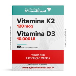 Vitamina K2 120mcg   Vitamina D3 10.000 Ui - 60 Comprimidos Sublingual