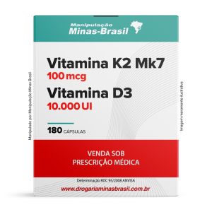 Vitamina K2 Mk7 100Mcg   Vitamina D3 10000Ui 180 Cápsulas