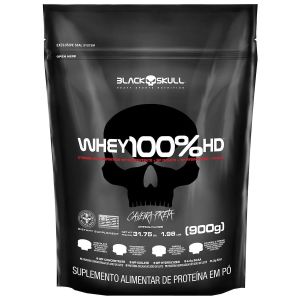 Whey Refil 100% HD Sabor Morango 900g Black Skull