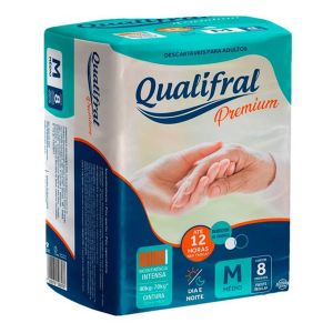 Fralda Geriátrica Tamanho M com 8 Unidades Qualifral Premium