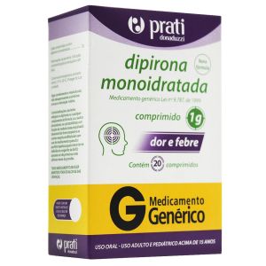 Dipirona Monoidratada 1g Com 20 Comprimidos Genérico Prati Donaduzzi