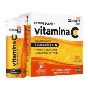 Vitamina C Efervescente com 30 Comprimidos Sabor Laranja Cronovit