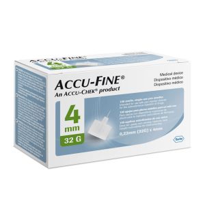 Agulhas Esterilizadas Accu-Fine 0,23mm (32g) x 4mm 100 Unidades Accu-Chek