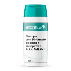 Shampoo Com Piritionato de Zinco + Ciclopirox + Ácido Salicílico 200ml