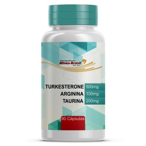 Turkesterone 500mg + Arginina 100mg + Taurina 200mg 90 Cápsulas