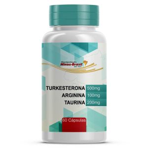 Turkesterona 500mg + Arginina 100mg + Taurina 200mg 60 Cápsulas