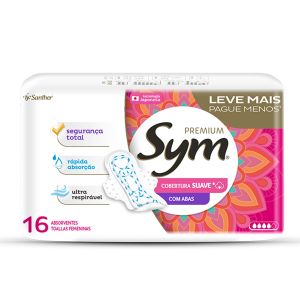 Absorvente Sym Premium Cobertura Suave Com Abas 16 Unidades Leve Mais Pague Menos