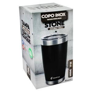 Copo Térmico Inox Stone Preto 500Ml Brasfoot
