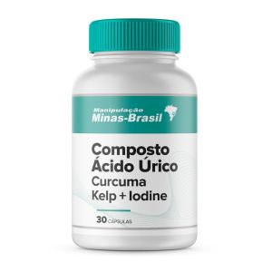 Composto Ácido Úrico Curcuma Kelp + Iodine 30 Cápsulas
