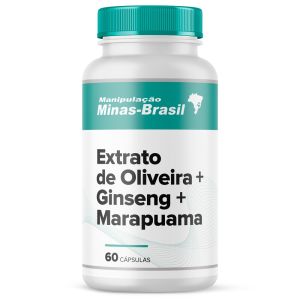 Extrato de Oliveira 500mg+Ginseng 200mg+Marapuama 150mg 60 Cápsulas