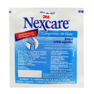 Compressa de Gaze Nexcare 7cm x 7cm com 10 Unidades 3M