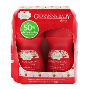 Kit Desodorante Antitranspirante Roll-On Sweet Collection Cherry com 2 Unidades 50ml Giovanna Baby