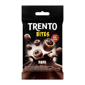 Wafer Recheado Dark Sabor Chocolate Meio Amargo 55% Cacau 40g Trento Bites