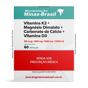 Vit K2 + Magnésio Dimalato + Carbonato De Cálcio + Vit D3 60 Cápsulas
