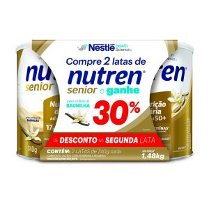 Kit Complemento Alimentar Nutren Senior Baunilha 1,48kg Ganhe 30% de Desconto na Segunda Lata
