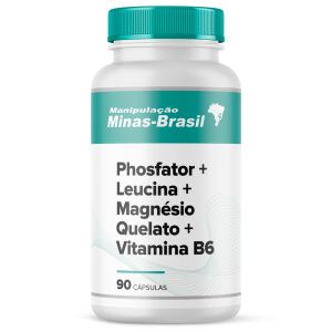 Phosfator 800mg+Leucina 750mg+Magnésio Quelato 100mg+Vit B6 30mg 90 Cápsulas