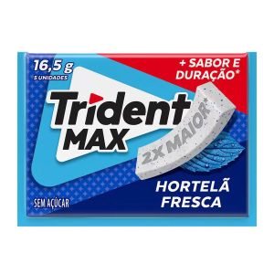 Trident Max Chiclete Sem Açúcar Hortelã Fresca 16,5g