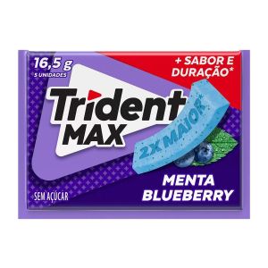Trident Max Chiclete Sem Açúcar Menta Blueberry Fresca 16,5g