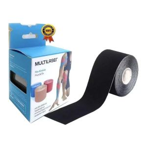 Fita Kinésio Muscle Fix Rolo Cor Preta 5x500cm Multilaser Saúde