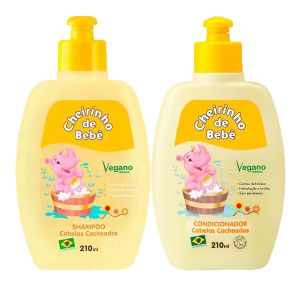 Shampoo e Condicionador Cheirinho de Bebê Cabelos cacheados 210ml