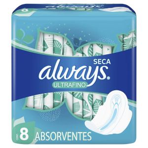 Absorvente Always Ultrafino Cobertura Seca Com Abas Com 08 Unidades