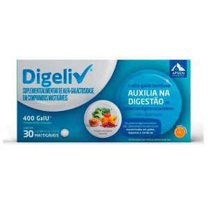 Digeliv 400FCC Com 30 Comprimidos Mastigáveis Sabor Laranja Apsen