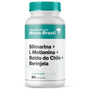 Silimarina 200mg + L Metionina 100mg + Boldo do Chile 100mg + Berinjela 100mg 60 Cápsulas