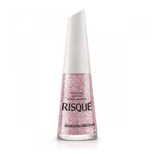 Esmalte Efeitos Glitter Granulado Rose Hipoalergênico Com 8ml Risqué