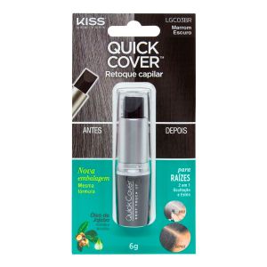 Batom Capilar Para Retoque da Raiz Quick Cover Marrom Escuro Kiss New York 6g