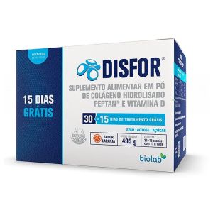 Colágeno em Pó Disfor Sabor Laranja Com 45 sachês de 11g Biolab