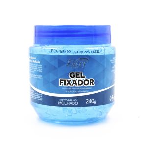 Gel Fixador e Modelador Efeito Brilho Molhado Azul 240G Liver Cosméticos