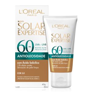 Protetor Solar Facial Expertise Antioleosidade FPS 60 Cor 3.0 40g L’Oréal