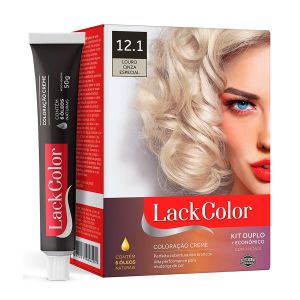 Kit Duplo Coloração Creme Louro Cinza Especial 12.1 Lack Color