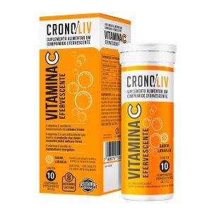 Suplemento Alimentar Vitamina C Sabor Laranja Com 10 Comprimidos Efervescentes Cronoliv