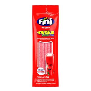 Bala Tubes Azedinho Morango Com 15g Fini