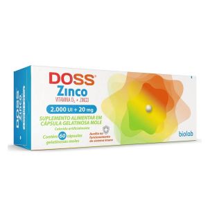 Suplemento Alimentar Doss Zinco 2.000Ui/20mg Com 60 Cápsulas Biolab