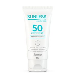 Protetor Solar Facial em Gel FPS 50 Translúcido Toque Aveludado Com 35g Sunless