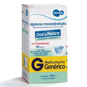 Dipirona Monoidratada Sabor Framboesa 50mg/mL Com 100 mL Genérico EMS