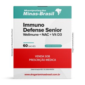 Immuno Defense Senior com Wellmune + NAC + Vit D3 Sabor Morango 60 Sachês