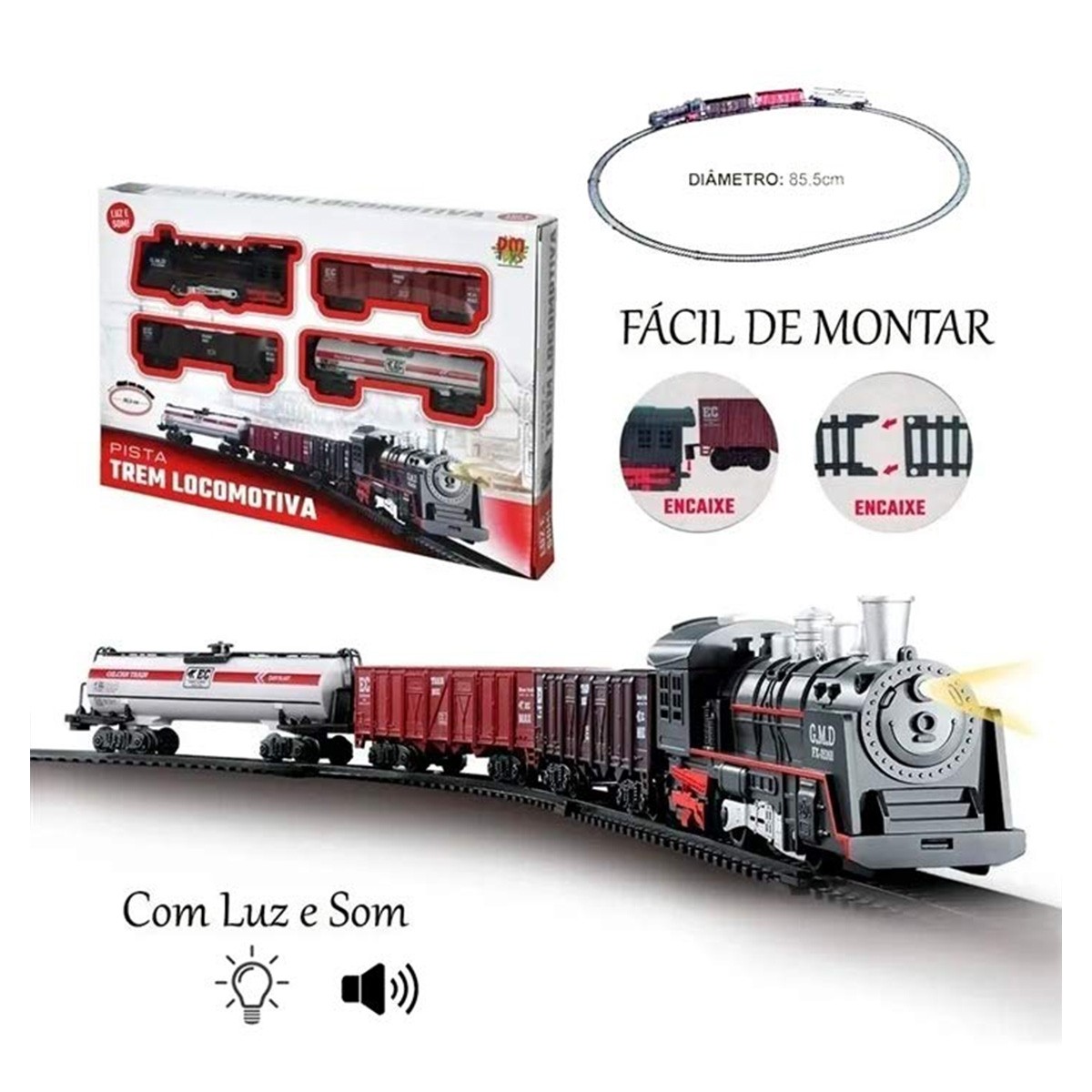 Comprar Ferrorama Pista Trem Locomotiva Luz e Som Dm Toys