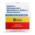 Cafeína 30mg + Carisoprodol 125mg + Diclofenaco Sódico 50mg + Paracetamol 300mg Com 30 Comprimidos Genérico União Química