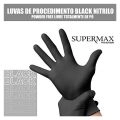 Luva de Procedimento Nitrílica Preta Sem Pó Grande Com 100 Unidades Supermax