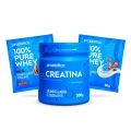 Kit Creatina Probiótica Monohidratada 300g + 2 Amostras 100% Pure Whey