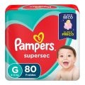 Fralda Pampers Supersec Jumbo G Com 80 Unidades