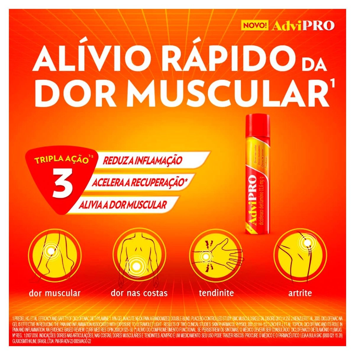 AdviPRO Diclofenaco Dietilamônio 11,6mg/g Aerosol Com 85ml Gsk