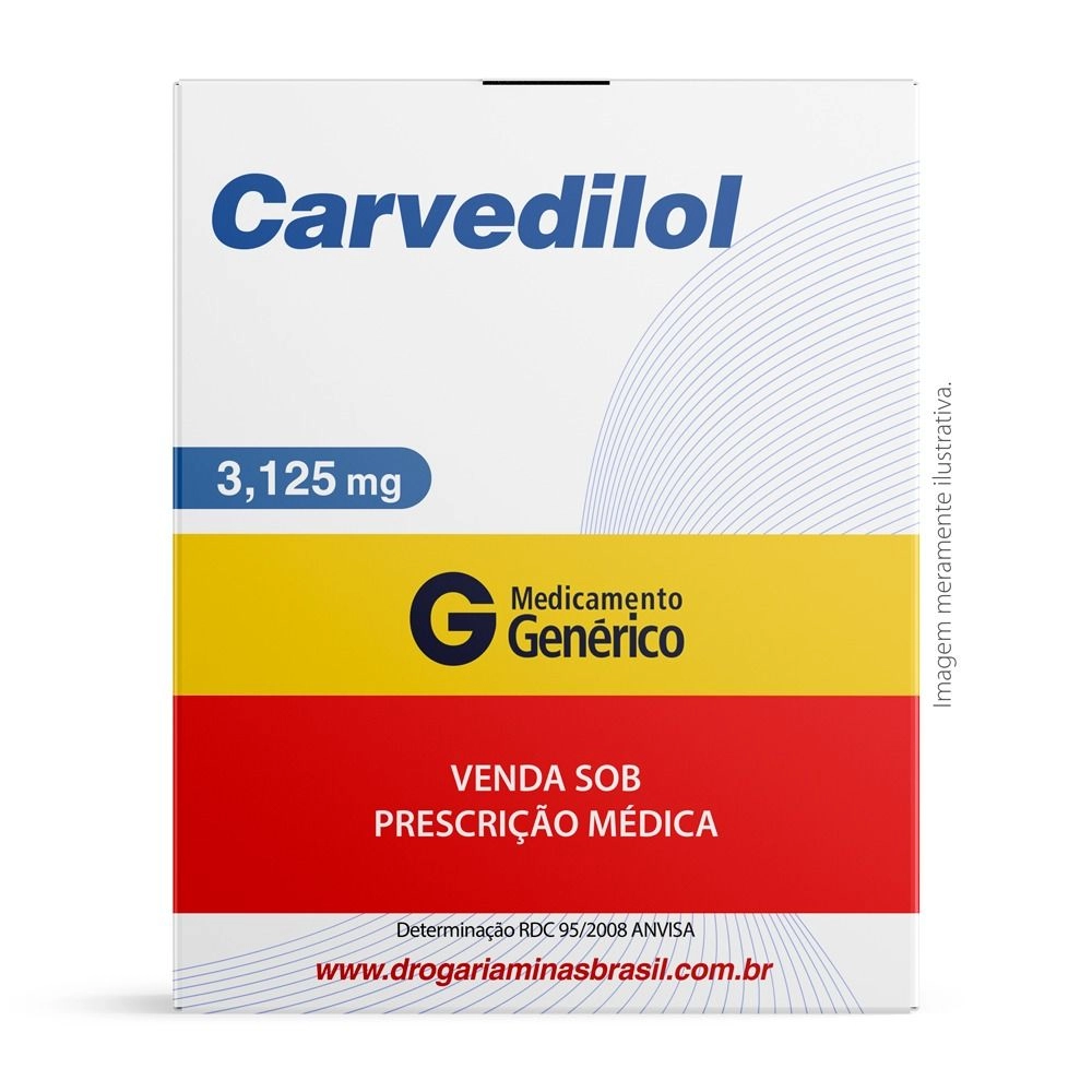 Carvedilol 3,125mg Com 30 Comprimidos Genérico Biolab