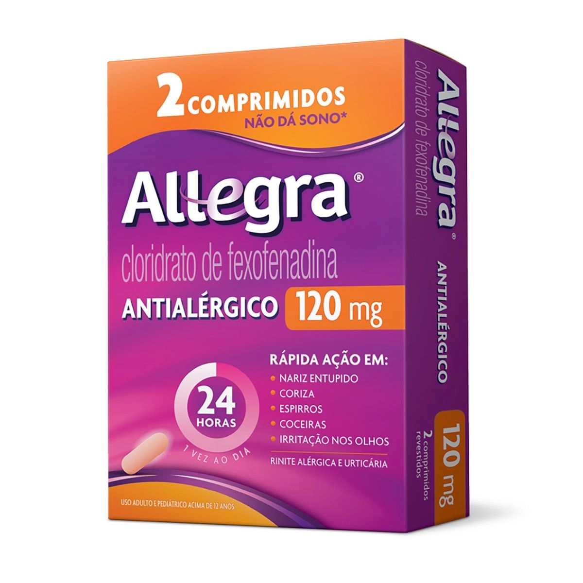 Antialérgico Allegra 120mg Com 02 Comprimidos Sanofi