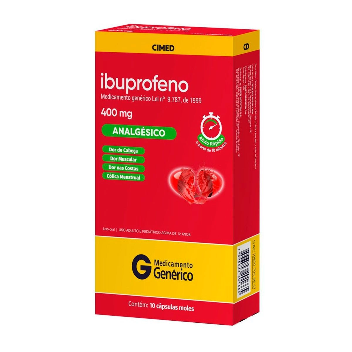 Ibuprofeno 400mg Com 10 Cápsulas Genérico Cimed