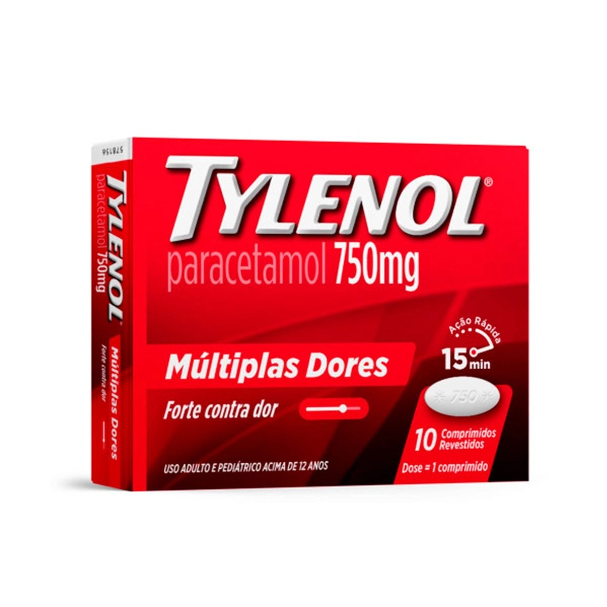 Tylenol 750mg Com 10 Comprimidos
