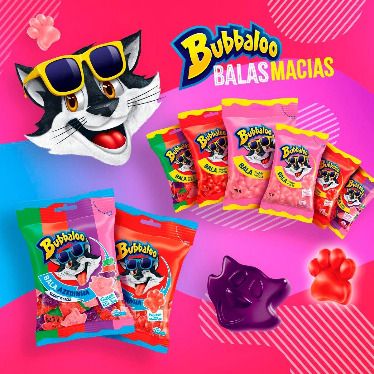 Bala Bubbaloo Patinhas Sabor Tutti-frutti 15g